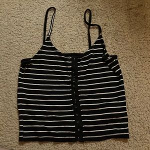 Soft & Sexy Clip Cami Black and White Striped Alt Thriftcore Grunge Top Womens